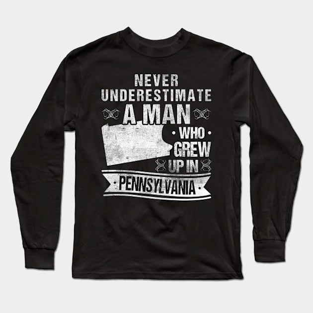 Vintage Pennsylvania Map Long Sleeve T-Shirt by Humbas Fun Shirts